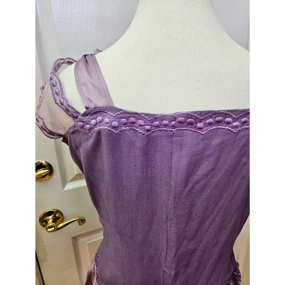 RARE Vintage NATAYA Romantic Fairy Purple Lavender 100% Silk Blouse Top - Picture 14 of 16